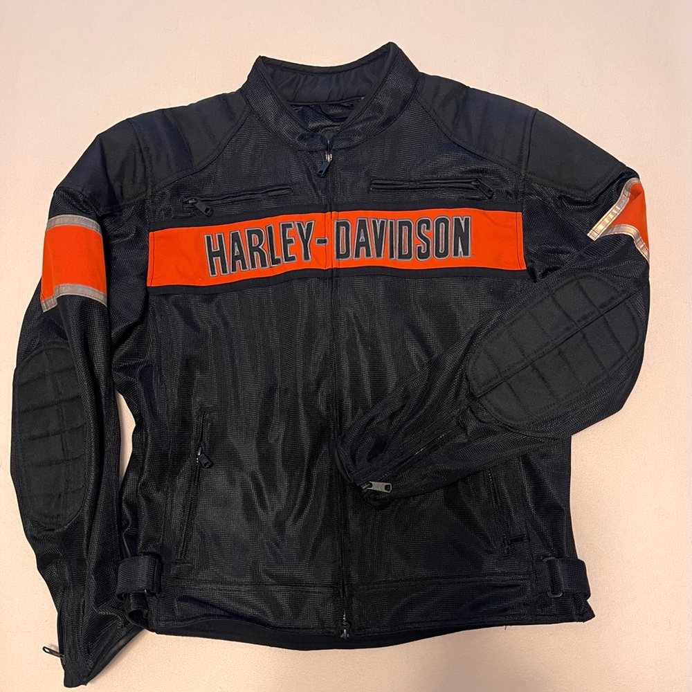 Harley-Davidson Men's Black and Orange Riding Jacket